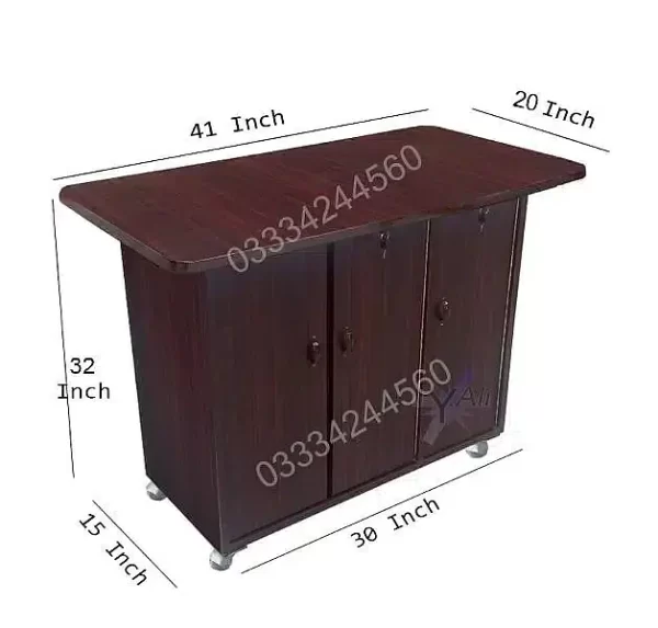 D5 wooden three door iron stand Table Brown