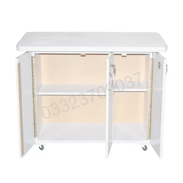 D5 wooden three door iron stand Table White - Image 3