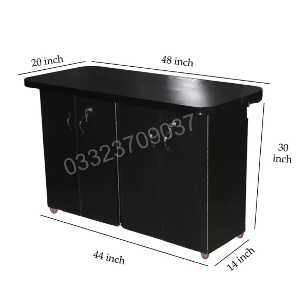 4 feet Wooden Iron stand Table cabinet cupboard iron board Black