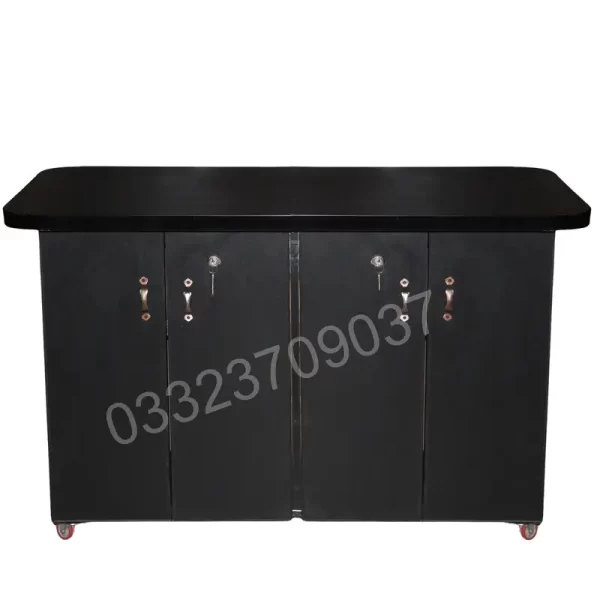 4 feet Wooden Iron stand Table cabinet cupboard iron board Black - Image 2