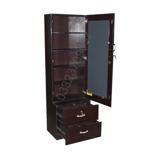 Brown Wooden Dressing cupboard with mirror amd drawers - Image 2