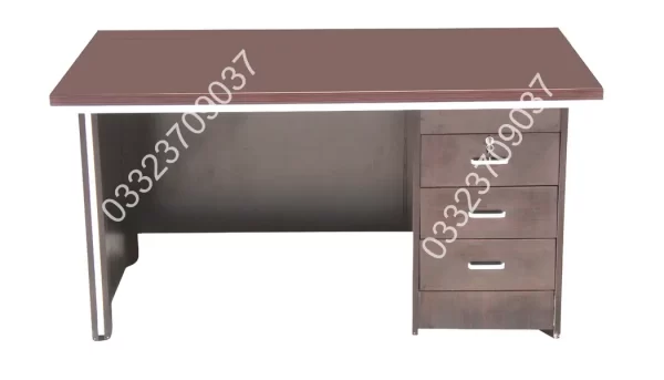 5 feet Large Wooden Office Table with 3 Drawers - Brown - Image 2