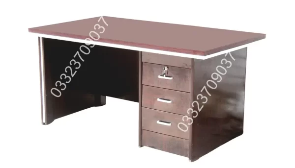 5 feet Large Wooden Office Table with 3 Drawers - Brown - Image 3