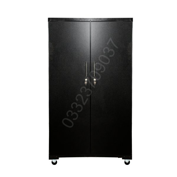 Wooden 5x3 Feet two door cupboard wardrobe cabinet black - Image 3