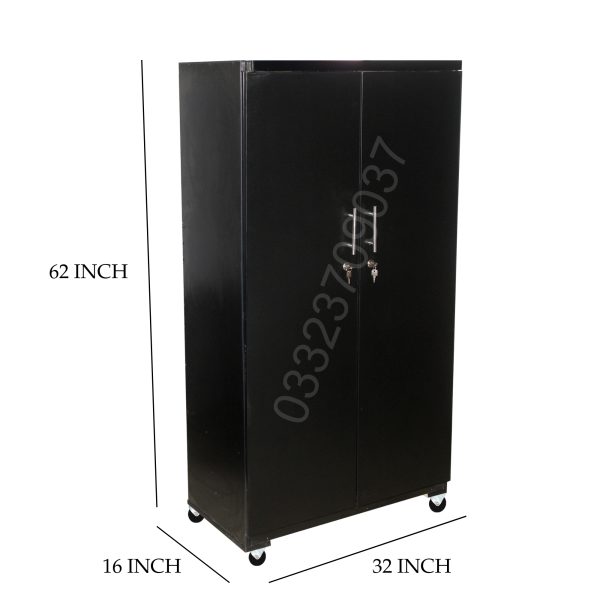 Wooden 5x3 Feet two door cupboard wardrobe cabinet black