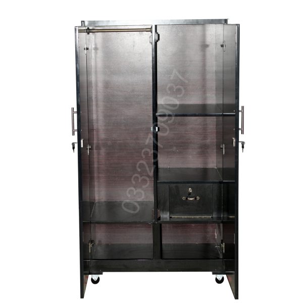 Wooden 5x3 Feet two door cupboard wardrobe cabinet black - Image 2