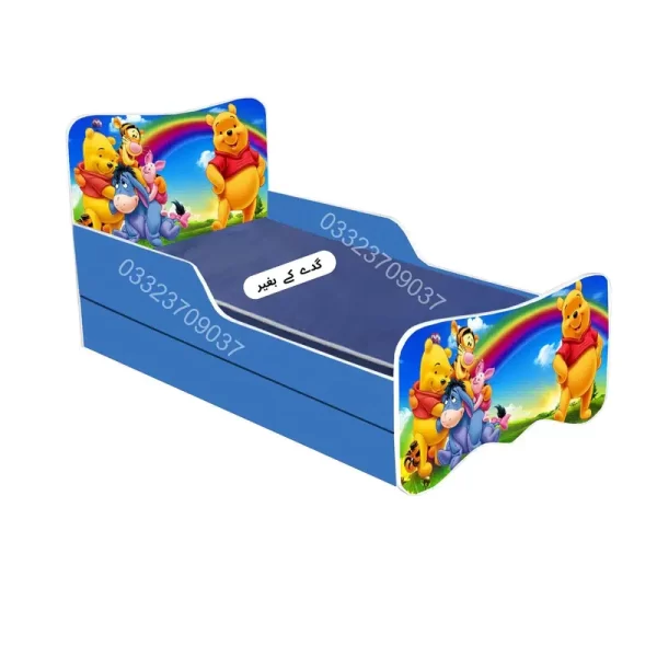 Winnie The Pooh Theme Wooden Bed With Sliding bed for kids - Image 2