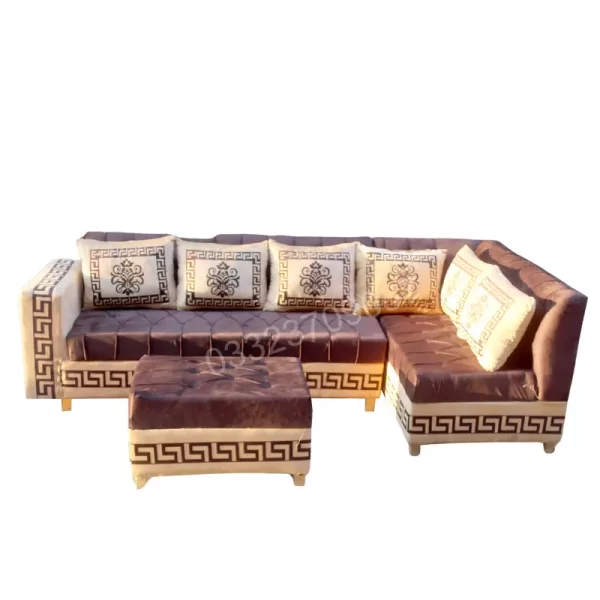 Wooden 7 seater corner sofa with center table