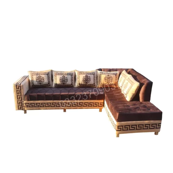 Wooden 7 seater corner sofa with center table - Image 3