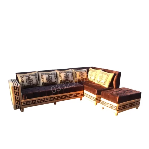 Wooden 7 seater corner sofa with center table - Image 2