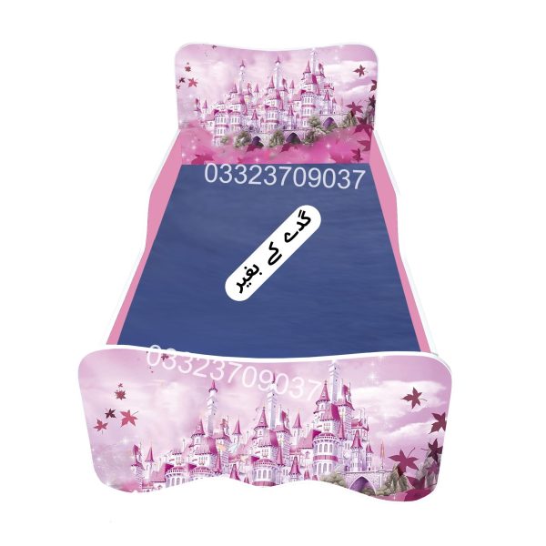 6x3 feet Wooden Pink Sticker Kids Bed with Sliding Bed - Image 3