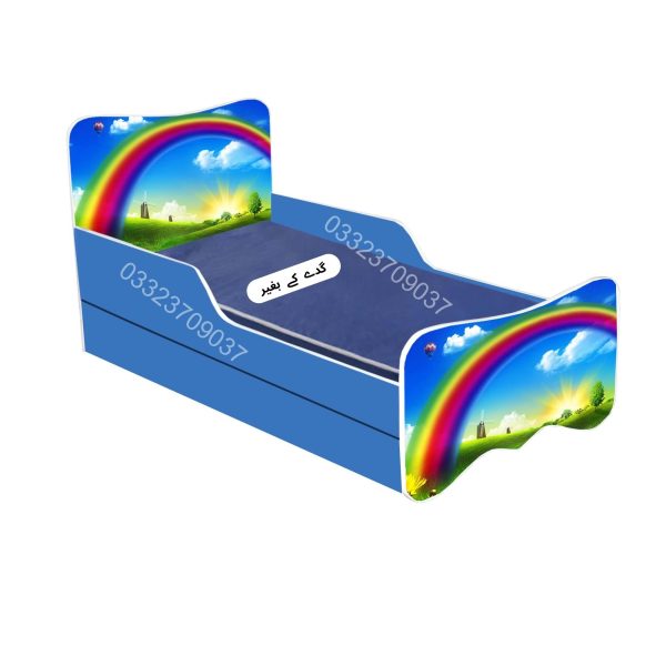 6x3 feet Wooden  Rainbow Sticker Kids Bed with Sliding Bed - Image 2