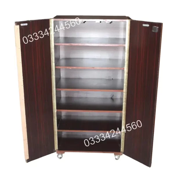 wooden 4x2 feet Five shelfs two door shoe rack, Cupboard wardrobe - Image 2