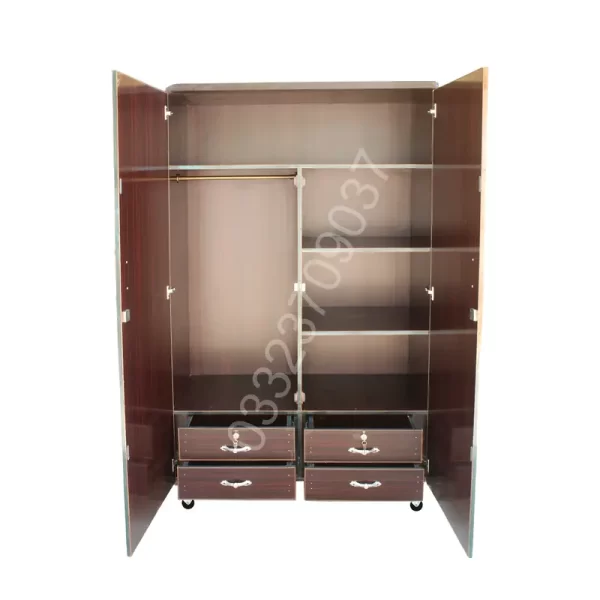 4 drawer 6x4 feet wooden cupboard alamari wardrobe safe cabinet - Image 2