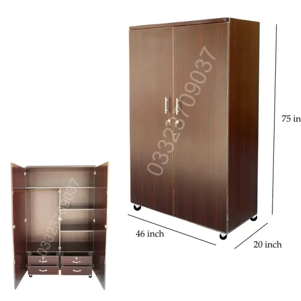 4 drawer 6x4 feet wooden cupboard alamari wardrobe safe cabinet - Image 3