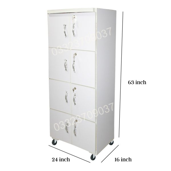 5x2 Feet White 8 Door Wooden sheet Cupboard Wardrobe