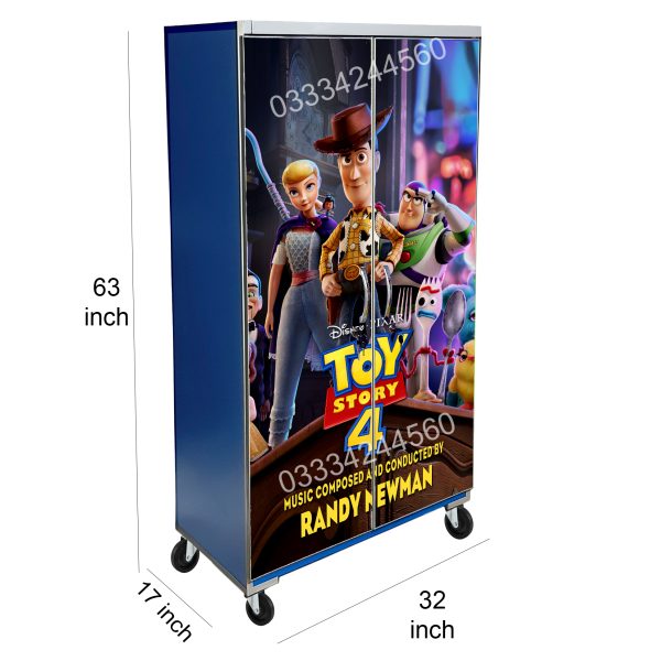 5x3 Feet Toy Story 4 theme Wooden Sheet Cupboard , Wardrobe Blue