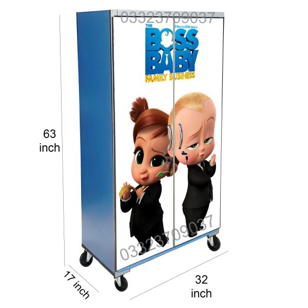 5x3 Feet Boss Baby theme Wooden Sheet Cupboard , Wardrobe Blue