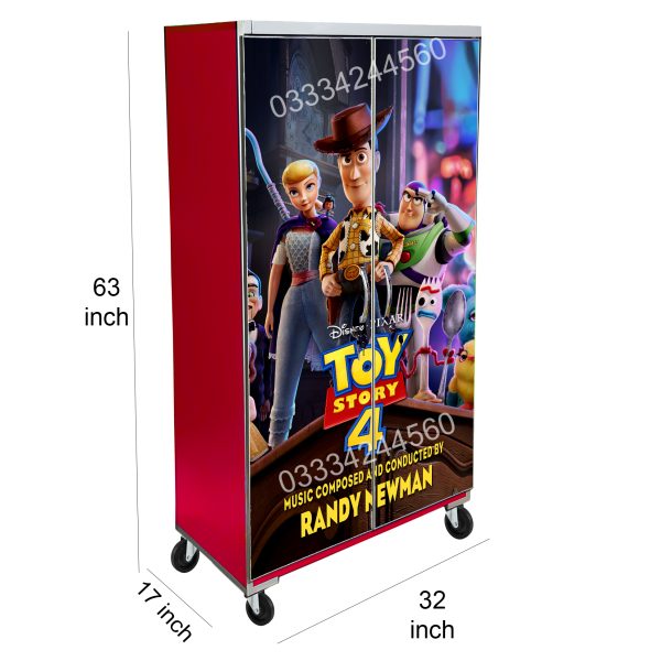 5x3 Feet Toy Story 4 theme Wooden Sheet Cupboard , Wardrobe Red