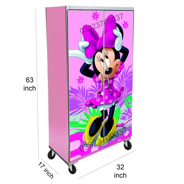 5x3 Feet Mickey Mouse Theme Wooden Sheet Cupboard ,Wardrobe pink