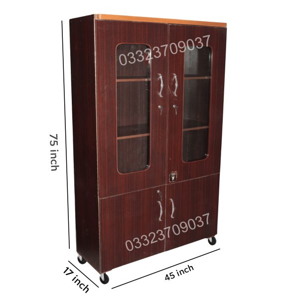 6x4 Feet Glass Door Wooden Showcase Cupboard Wardrobe almari cabinet