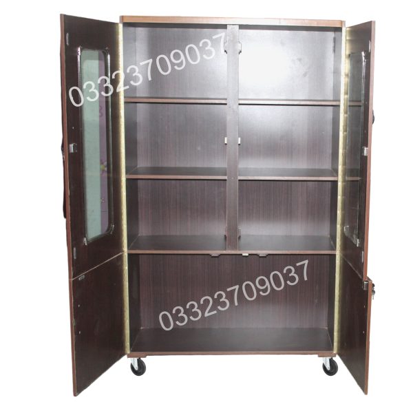 6x4 Feet Glass Door Wooden Showcase Cupboard Wardrobe almari cabinet - Image 2