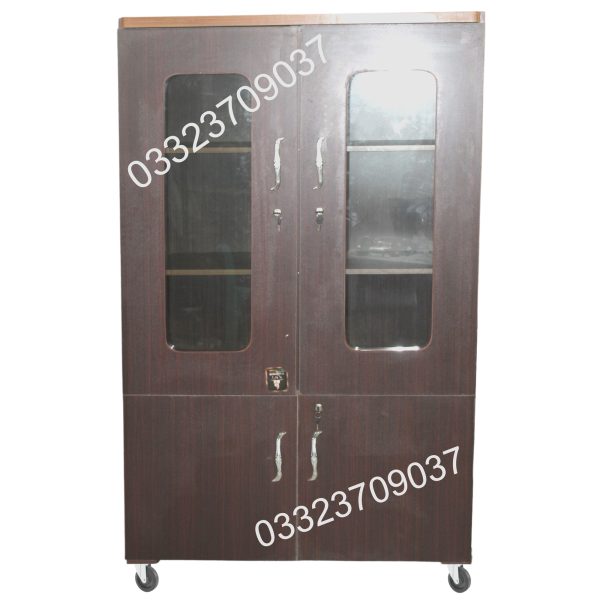 6x4 Feet Glass Door Wooden Showcase Cupboard Wardrobe almari cabinet - Image 3