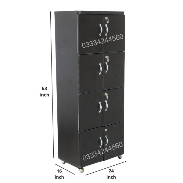 5x2 Feet Black 8 Door Wooden sheet Cupboard Wardrobe