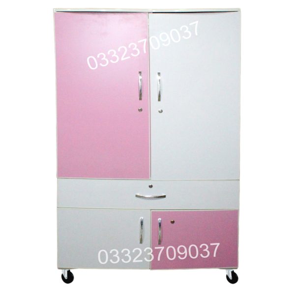 Pink & White D2 6x4 Feet Wooden Center Drawer Cupboard - Image 3