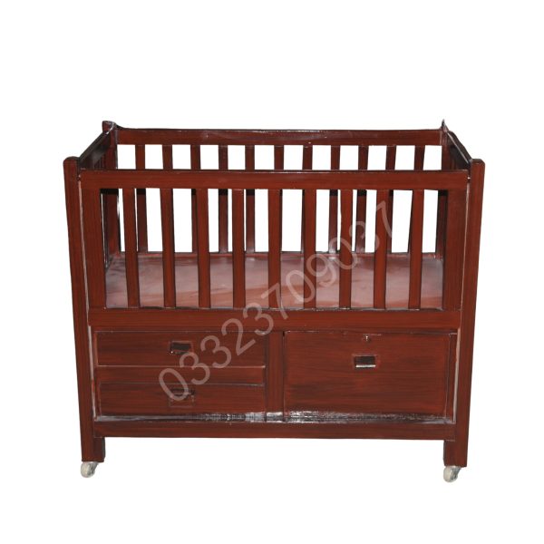 Pure Solid wood baby cot With polish - Image 3