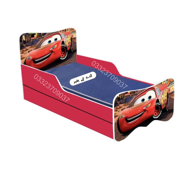 6x3 feet Wooden Car Sticker Kids Bed with Sliding Bed - Image 2