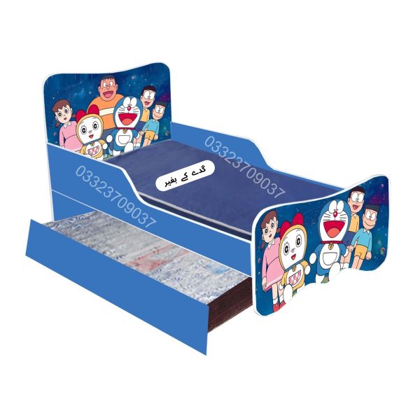 6x3 feet Wooden Doraemon Sticker Kids Bed with Sliding Bed