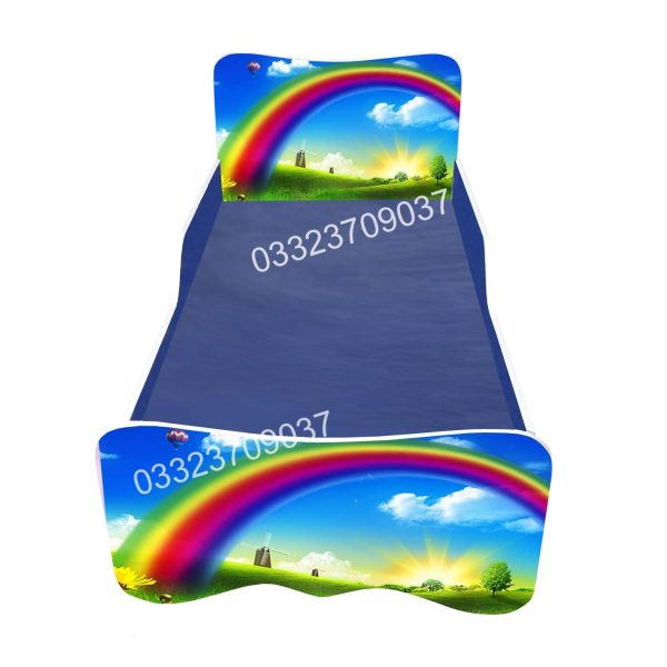 6x3 feet Wooden  Rainbow Sticker Kids Bed with Sliding Bed - Image 3