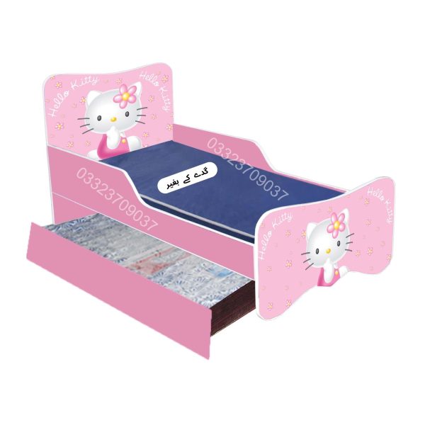 6x3 feet Wooden Hello kitty Sticker Kids Bed with Sliding Bed