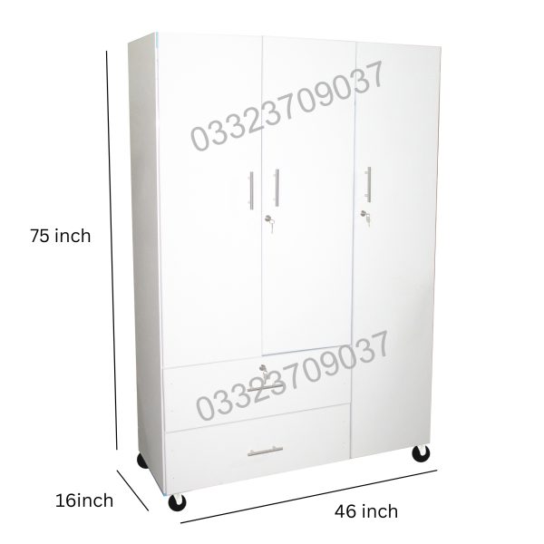 White Lc5 6x4 feet Wooden cupboard for Cloths , almari wardrobe safe cabinet wood furniture