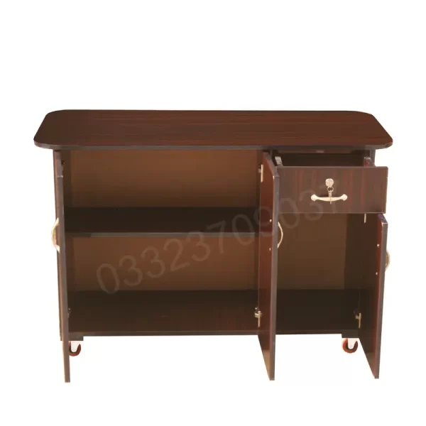 22 x 48 inch Wooden Sheet 3 Door one Drawer Iron stand - Brown - Image 2