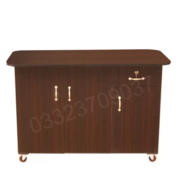 22 x 48 inch Wooden Sheet 3 Door one Drawer Iron stand - Brown - Image 3