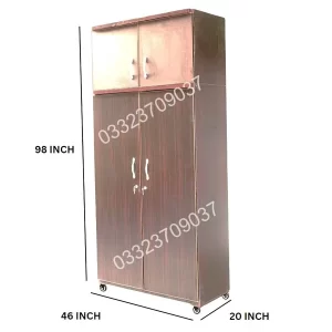 8x4 Feet 20" Wooden Two door cupboard - Brown Wardrobe cabinet safe