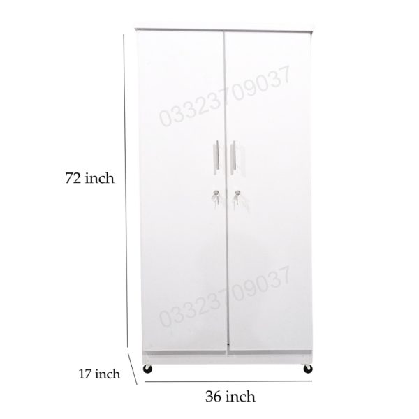 White 6x3 feet wooden kids cupboard wardrobes cabinet almari - Image 2