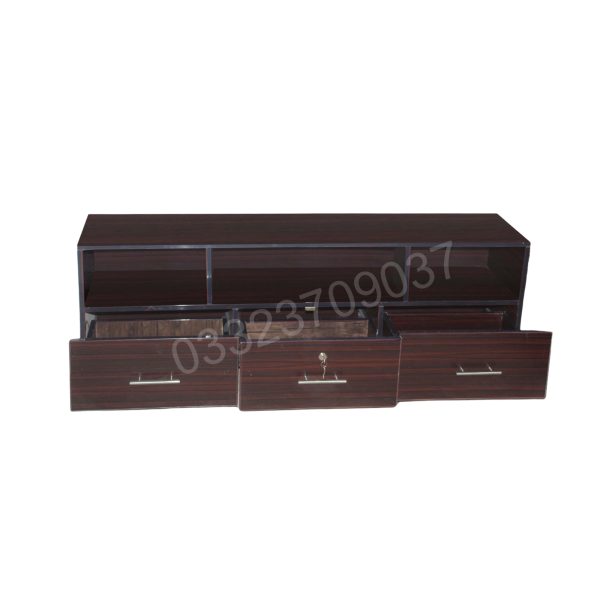 Brown-Ld5 Wooden 5 feet led tv table console table - Image 3