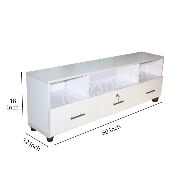 White-Ld5 Wooden 5 feet led tv table console table - Image 2